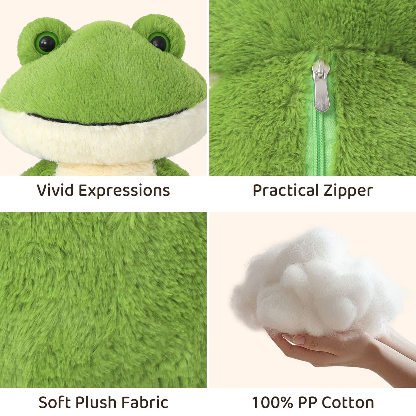 Animal en peluche grenouille, vert, 24 pouces