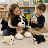 Bernese Mountain Dog Stuffed Animal with Three Puppies