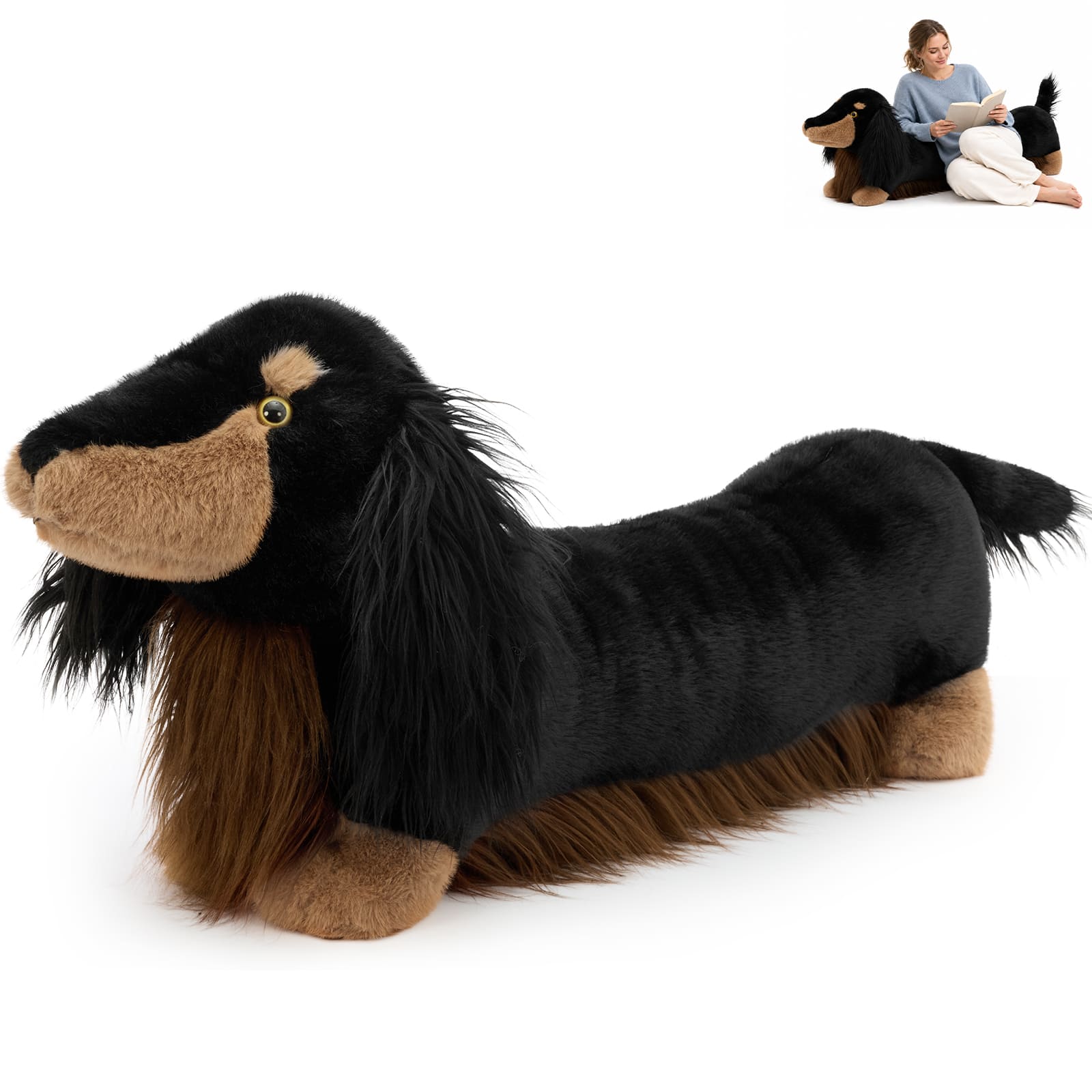 Giant Plush Dachshund Stuffed Animal Soft 43.3 Inch Wiener Dog Toy