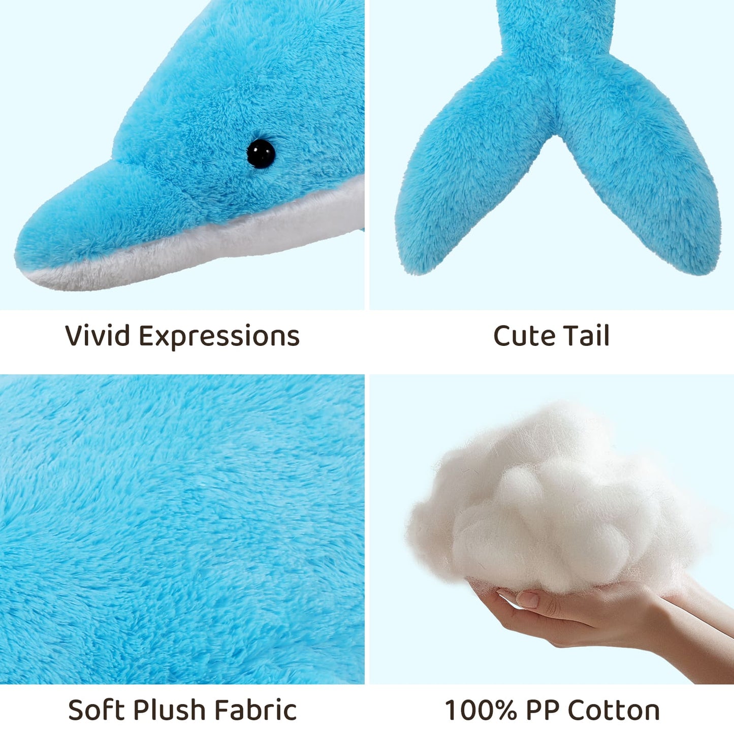 Animaux en peluche dauphin, bleu, 55 po