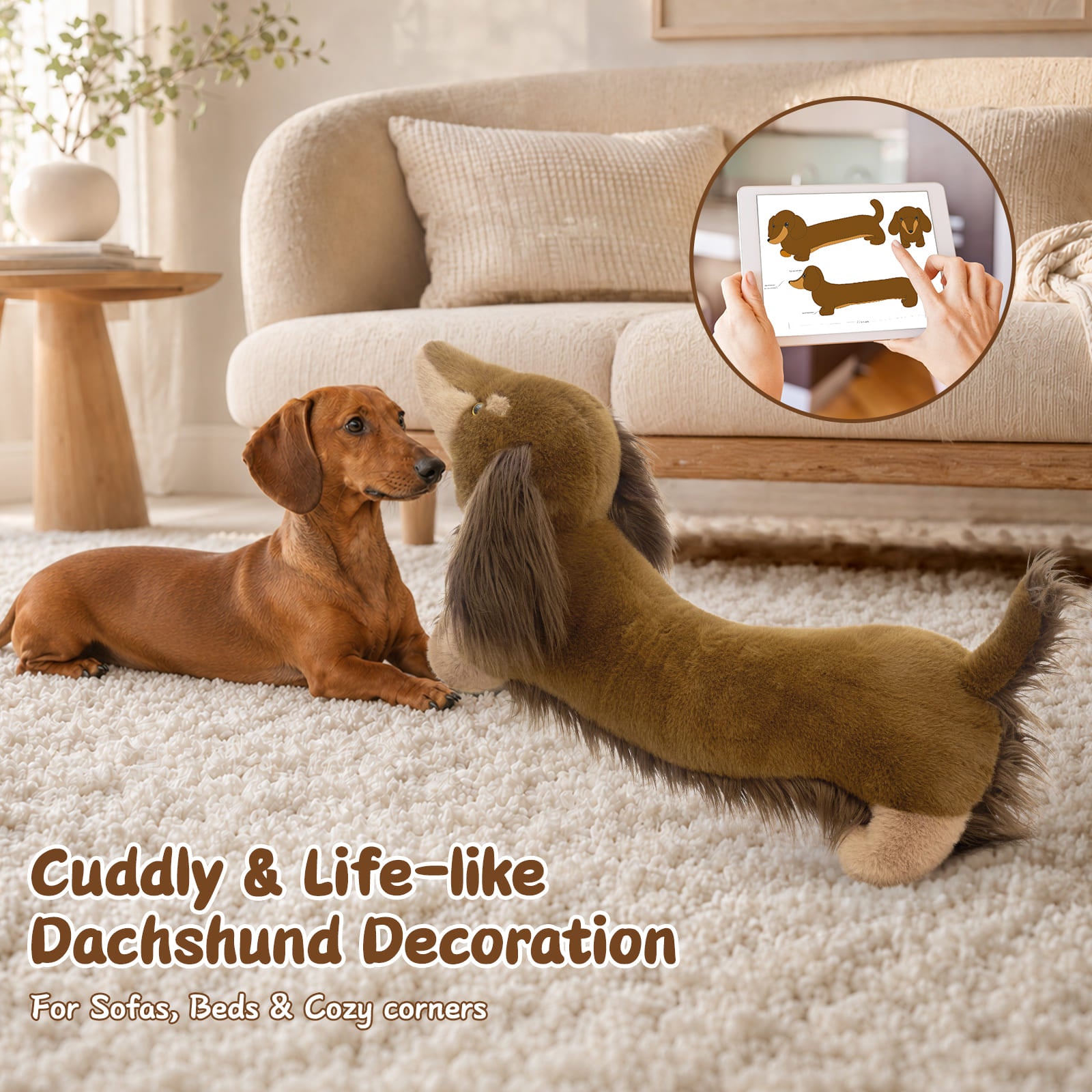 Giant Plush Dachshund Stuffed Animal Soft 43.3 Inch Wiener Dog Toy