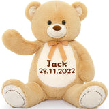 Custom Teddy Bear Plush Toy with Custom Text - Light Brown Customized Teddy Bear 51 Inches - Stuffed Animal Personalized Gift - Personalized Gift for Anniversary, Graduation, Christmas, Valentine's Day, Mother's Day, Baby Shower - Sweet Gift for Girlfriend, Boyfriend - Free Shipping 