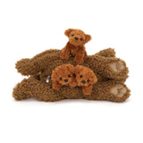 18.5 Inch Dark Brown Teddy Dog Plush Toy Set with Three Puppies