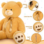 Giant Brown Teddy Bear Plush Toys - 5 Feet Teddy Bear Stuffed Animals -  150 CM Teddy Bear Plushies - Valentine's Day Gift for Girlfriend/Boyfriend - Romantic Confession/Propose Marriage Gift Ideas - Anniversary Gift for Wife/Husband - Teddy Bear Theme Baby Shower - MorisMos Stuffed Animals