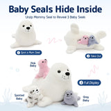 18 Inch White Seal Plush with Three Mini Seal Stuffed Animals