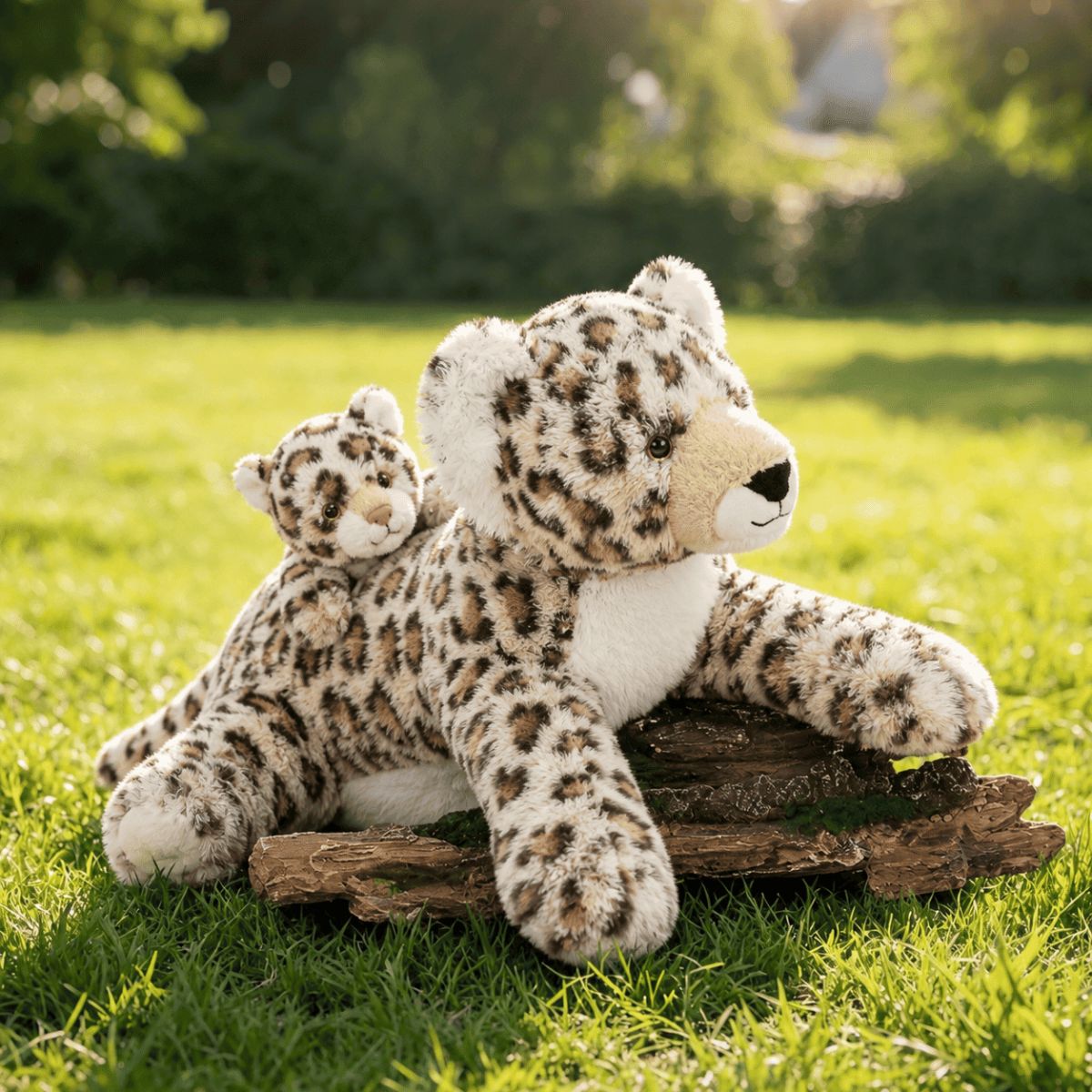 Leopard/Tiger with Cub Plush Toy Set Cuddly Animal Gift for Kids