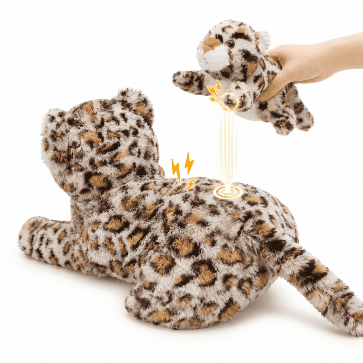 Leopard/Tiger with Cub Plush Toy Set Cuddly Animal Gift for Kids