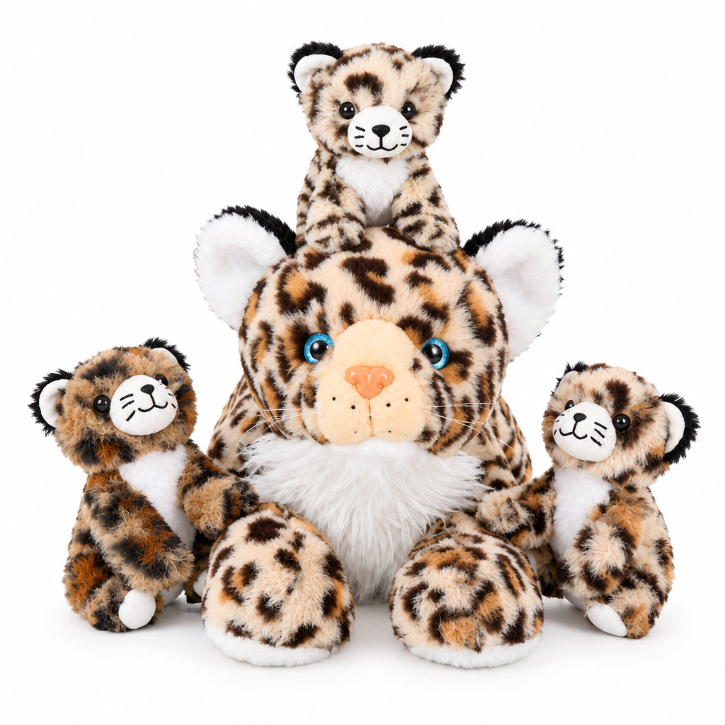 Jungle Leopard Stuffed Animals - Cheetah Plush Toys - 4 Pcs Leopard Stuffed Animals - Realistic Cheetah Plush Dolls - Jungle/Safari/Forest Cute Cartoon Plush Pillows for Kids - Christmas/Birthday Gift for Kids
