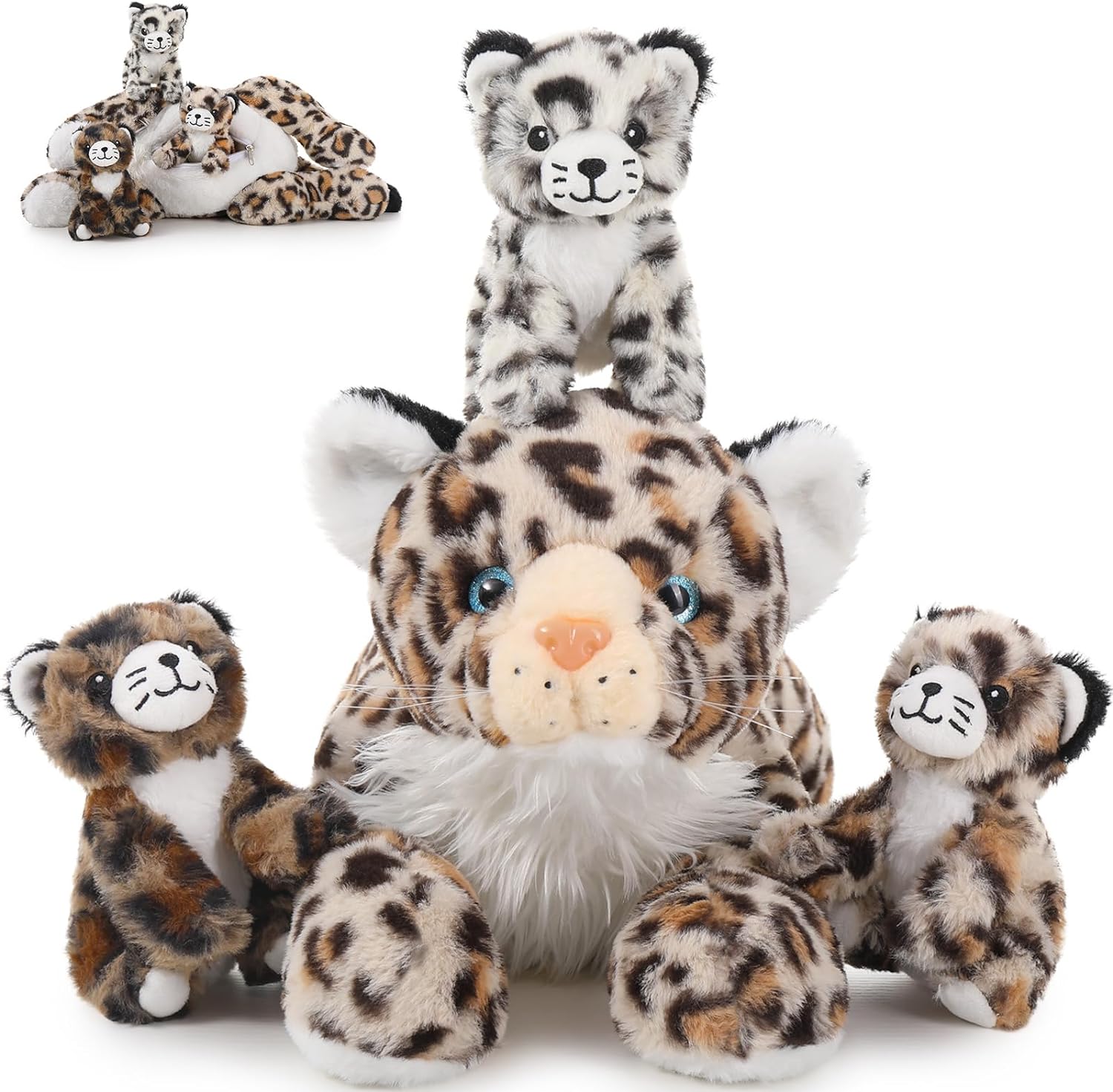 Jungle Leopard Stuffed Animals - Cheetah Plush Toys - 4 Pcs Leopard Stuffed Animals - Realistic Cheetah Plush Dolls - Jungle/Safari/Forest Cute Cartoon Plush Pillows for Kids - Christmas/Birthday Gift for Kids