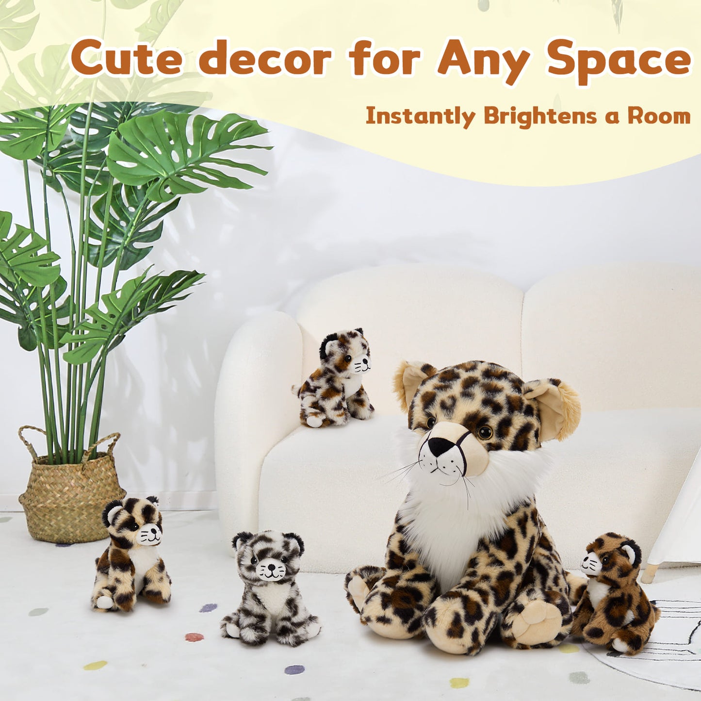 Leopard Stuffed Animals with Babies inside the Belly - One Big Panther with Four Panther Baby Plush Toy Assortment - Jungle Safari Stuffies for Children Teen Adults - Jungle Safari Party Favors