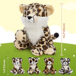 Leopard Stuffed Animals with Babies inside the Belly - One Big Panther with Four Panther Baby Plush Toy Assortment - Jungle Safari Stuffies for Children Teen Adults - Jungle Safari Party Favors