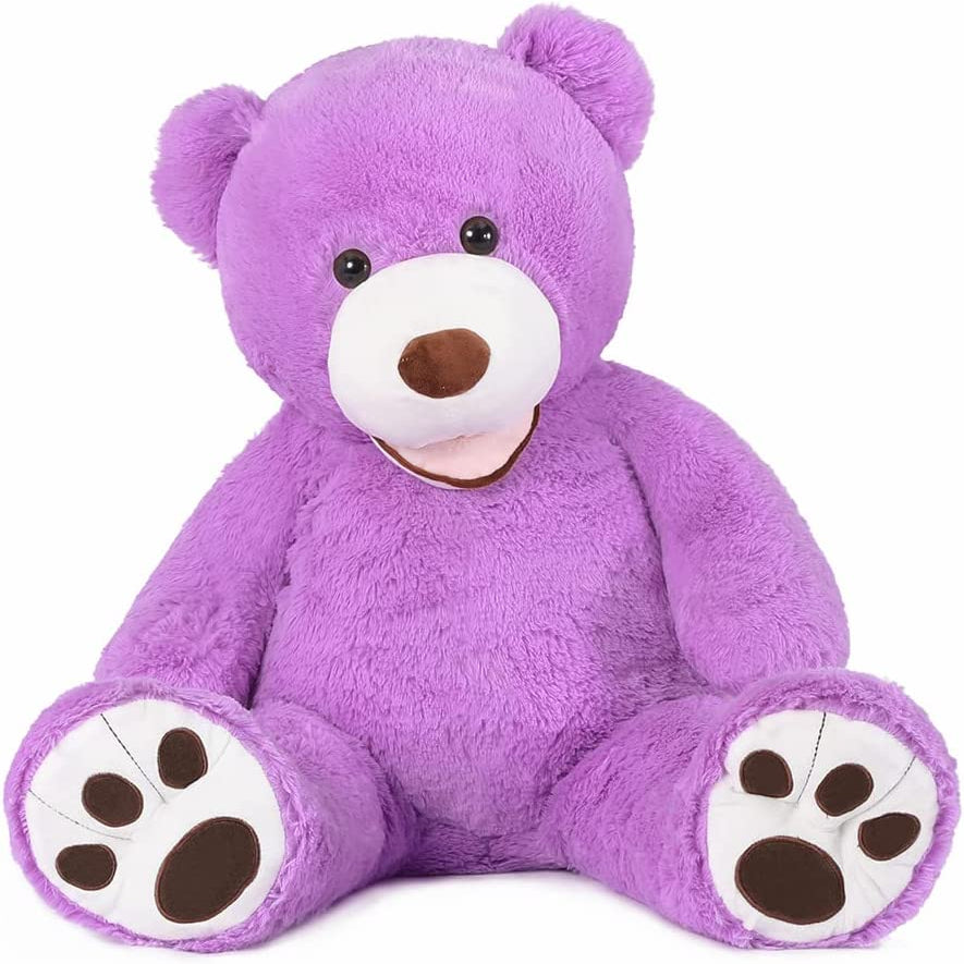 Giant Purple Teddy Bear Plush Toys - Purple 6 FT Teddy Bear Plush Dolls - Smiling Teddy Bear Stuffed Animals - Valentine's Day Teddy Bear Plushies - Teddy Bear Theme Baby Shower - We Can Bearly Wait Baby Shower Decor - Romantic Valentine's Day Gift