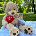 Life Size Teddy Bear Stuffed Animals - 5 Foot/6 Foot Fluffy Teddy Bear Plush Toys - Giant Brown Teddy Bear Plush Dolls - Valentine's Day Teddy Bear&Vday Gift for Girlfriend Boyfriend - Teddy Bear Theme Baby Shower - Christmas/Birthday Gift for Her/Him