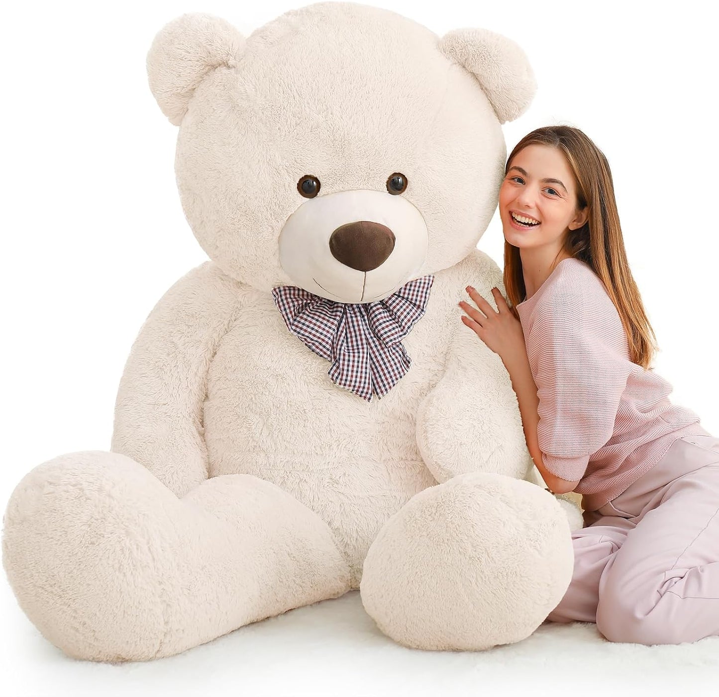 Giant 180 CM Beige Teddy Bear Plush Toys - 6 Feet Teddy Bear Stuffed Animals - Teddy Bear Plushies - Valentine's Day Gift for Girlfriend/Boyfriend - Romantic Confession/Propose Marriage Gift Ideas - Anniversary Gift for Wife/Husband - Teddy Bear Theme Baby Shower - MorisMos Stuffed Animals