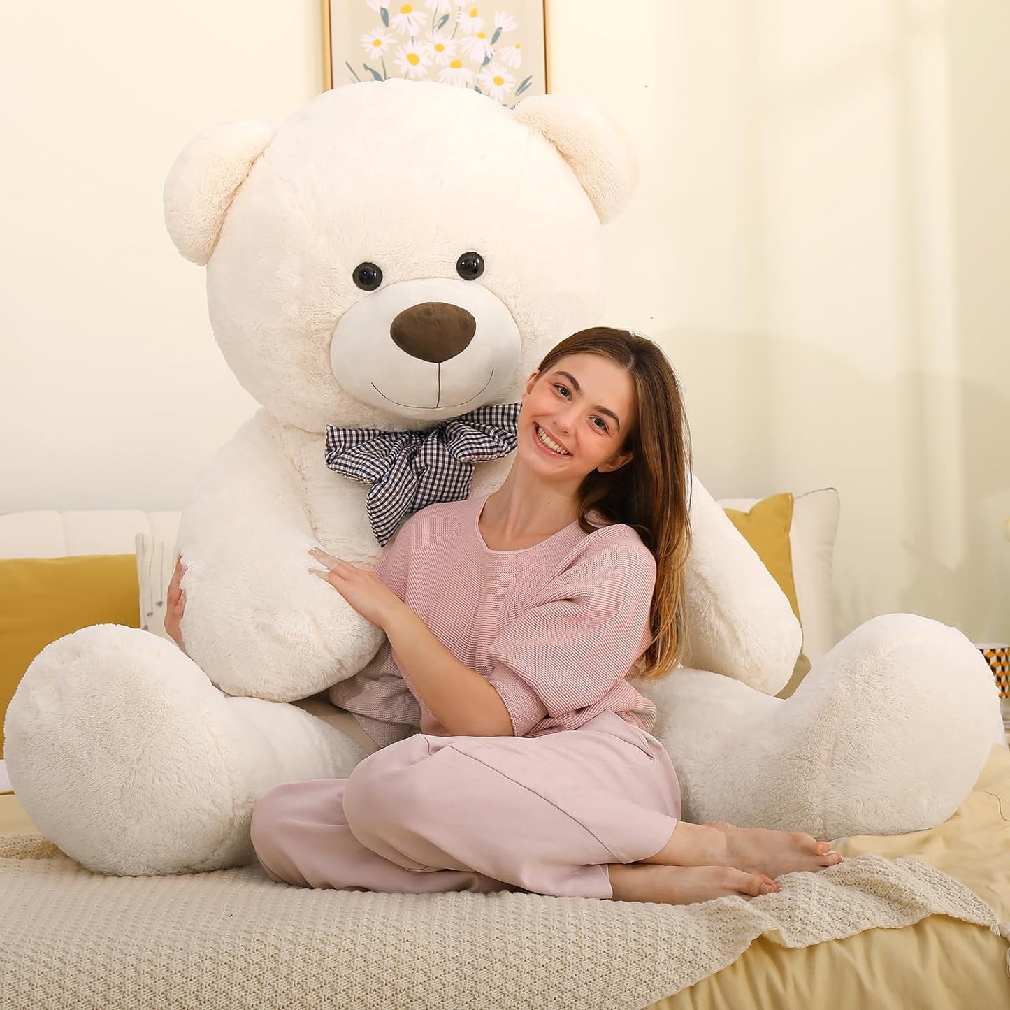 Giant 180 CM Beige Teddy Bear Plush Toys - 6 Feet Teddy Bear Stuffed Animals - Teddy Bear Plushies - Valentine's Day Gift for Girlfriend/Boyfriend - Romantic Confession/Propose Marriage Gift Ideas - Anniversary Gift for Wife/Husband - Teddy Bear Theme Baby Shower - MorisMos Stuffed Animals