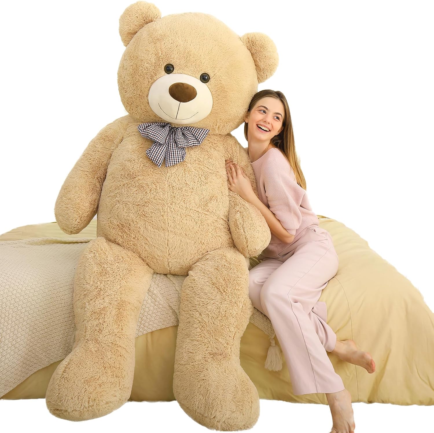 Giant Teddy Bear Stuffed Animals, Light Brown, 47/55/59/71 Inches