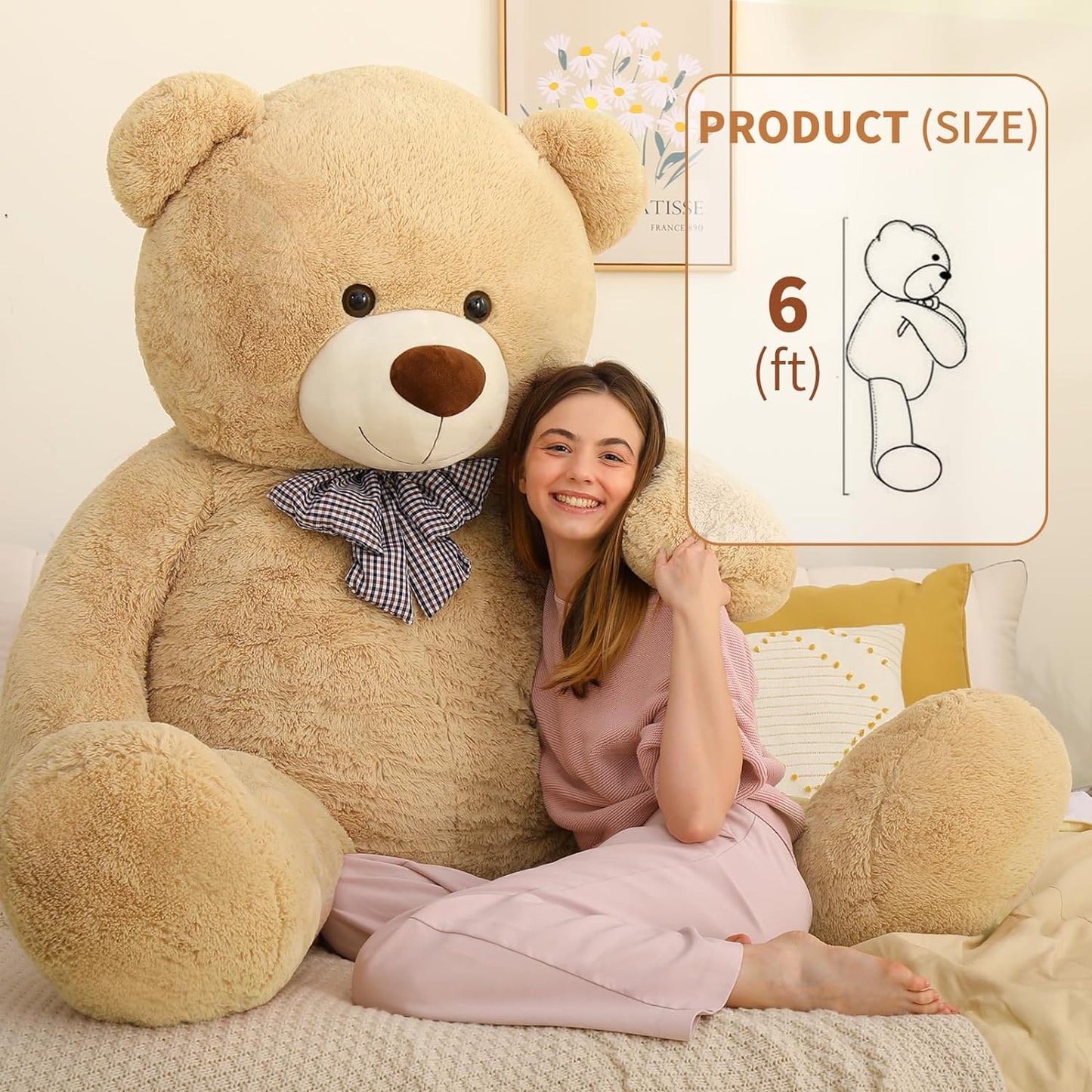 Giant 180 CM Brown Teddy Bear Plush Toys - 6 Feet Teddy Bear Stuffed Animals - Teddy Bear Plushies - Valentine's Day Gift for Girlfriend/Boyfriend - Romantic Confession/Propose Marriage Gift Ideas - Anniversary Gift for Wife/Husband - Teddy Bear Theme Baby Shower - MorisMos Stuffed Animals