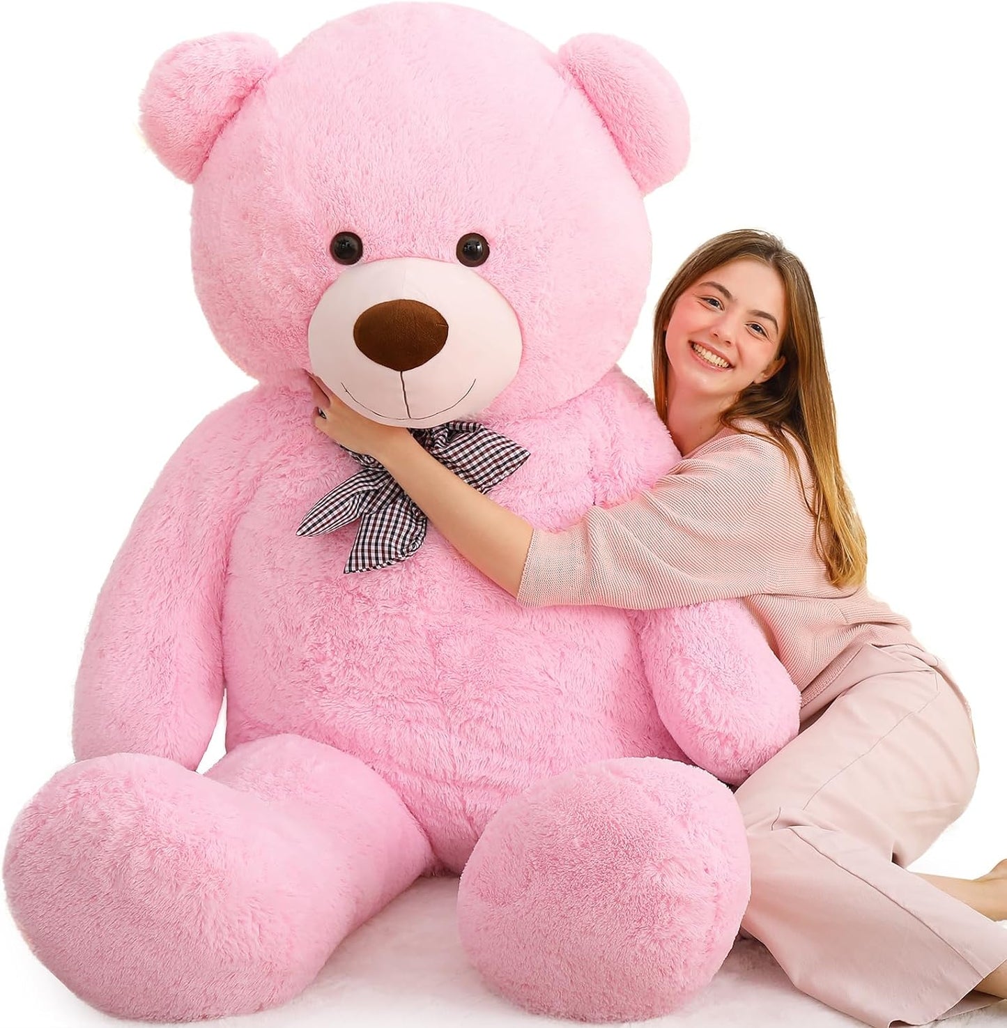 Giant 180 CM Pink Teddy Bear Plush Toys - 6 Feet Teddy Bear Stuffed Animals - Teddy Bear Plushies - Valentine's Day Gift for Girlfriend/Boyfriend - Romantic Confession/Propose Marriage Gift Ideas - Anniversary Gift for Wife/Husband - Teddy Bear Theme Baby Shower - MorisMos Stuffed Animals