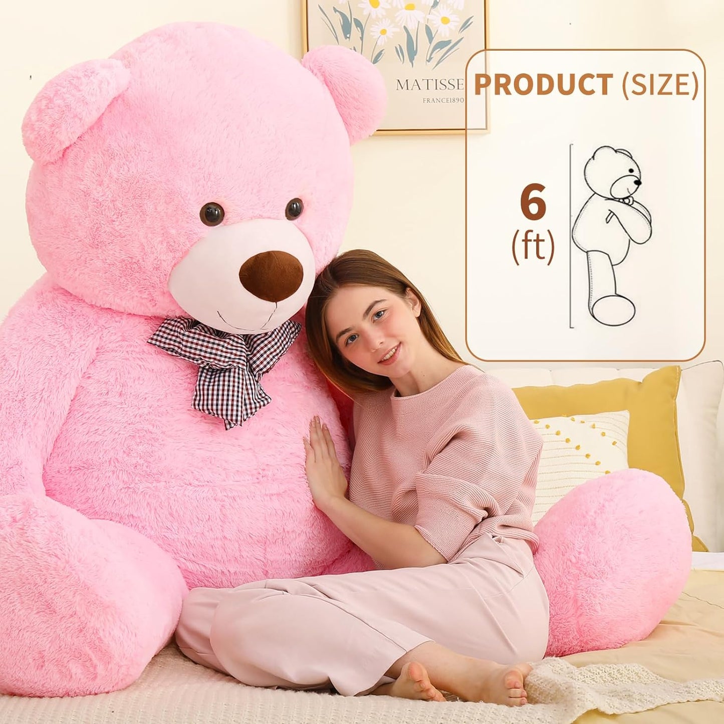 Giant 180 CM Pink Teddy Bear Plush Toys - 6 Feet Teddy Bear Stuffed Animals - Teddy Bear Plushies - Valentine's Day Gift for Girlfriend/Boyfriend - Romantic Confession/Propose Marriage Gift Ideas - Anniversary Gift for Wife/Husband - Teddy Bear Theme Baby Shower - MorisMos Stuffed Animals
