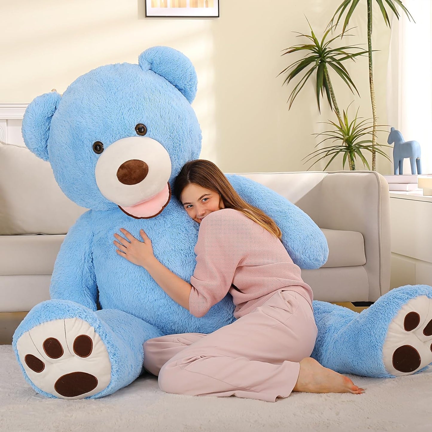 Life Size Teddy Bear Plush Toys - Jumbo Teddy Bear Stuffed Animals, 6 FT - Giant 180 CM Teddy Bear Plush Dolls - Teddy Bear Theme Baby Shower Decoration - Valentine's Day Teddy Bear Gift for Girlfriend/Boyfriend - 'We Can Bearly Wait' Baby Showe Decor Ideas