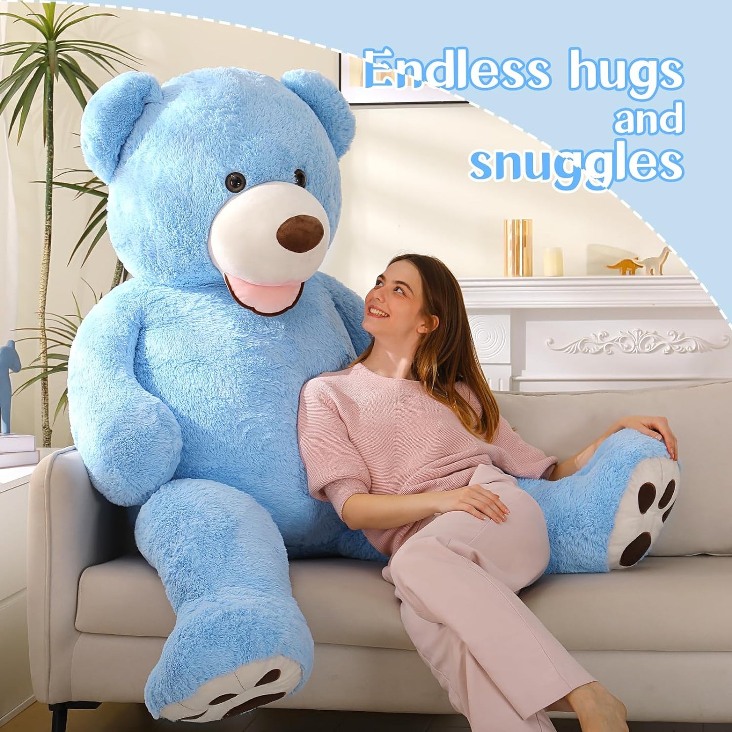 Life Size Teddy Bear Plush Toys - Jumbo Teddy Bear Stuffed Animals, 6 FT - Giant 180 CM Teddy Bear Plush Dolls - Teddy Bear Theme Baby Shower Decoration - Valentine's Day Teddy Bear Gift for Girlfriend/Boyfriend - 'We Can Bearly Wait' Baby Showe Decor Ideas