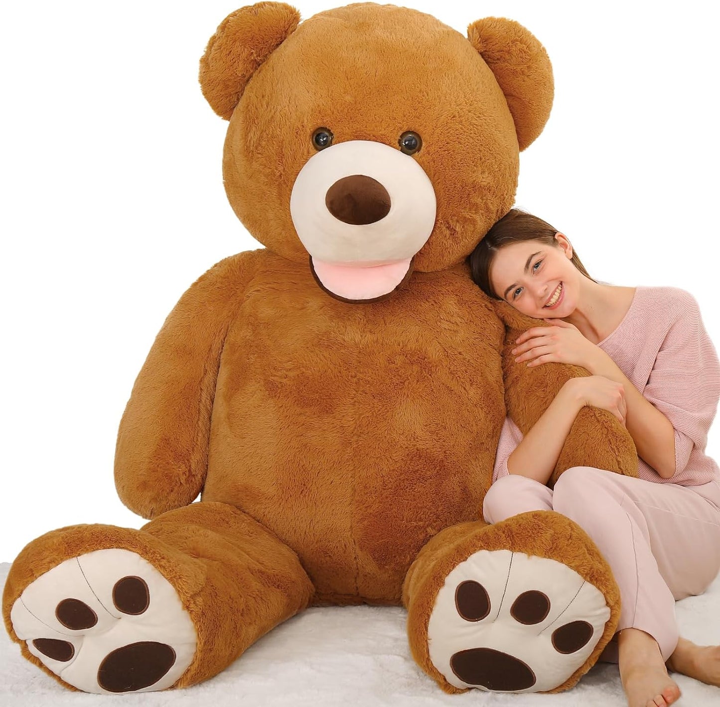 Life Size Teddy Bear Plush Toys - Jumbo Teddy Bear Stuffed Animals, 6 FT - Giant 180 CM Teddy Bear Plush Dolls - Teddy Bear Theme Baby Shower Decoration - Valentine's Day Teddy Bear Gift for Girlfriend/Boyfriend - 'We Can Bearly Wait' Baby Showe Decor Ideas