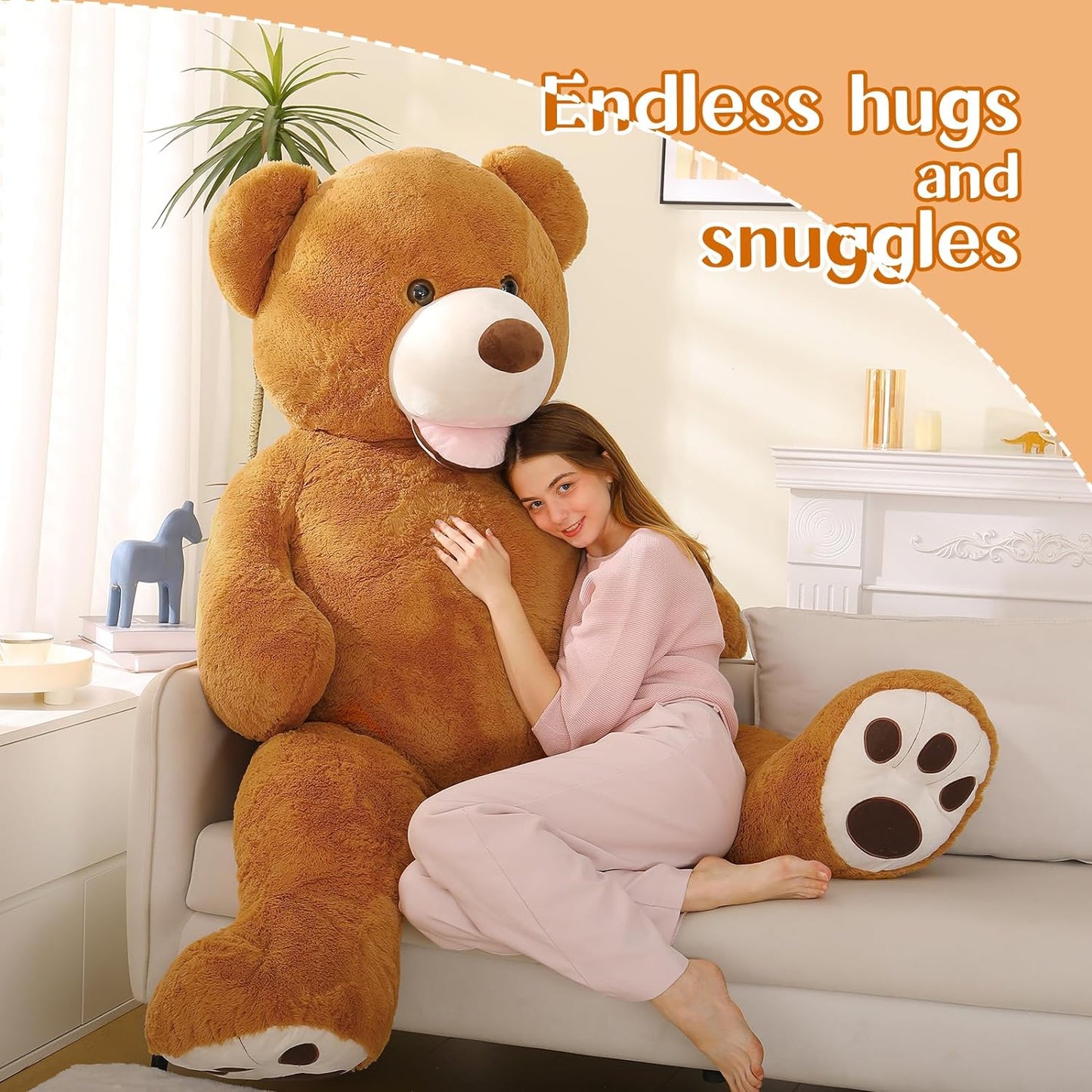 Life Size Teddy Bear Plush Toys - Jumbo Teddy Bear Stuffed Animals, 6 FT - Giant 180 CM Teddy Bear Plush Dolls - Teddy Bear Theme Baby Shower Decoration - Valentine's Day Teddy Bear Gift for Girlfriend/Boyfriend - 'We Can Bearly Wait' Baby Showe Decor Ideas