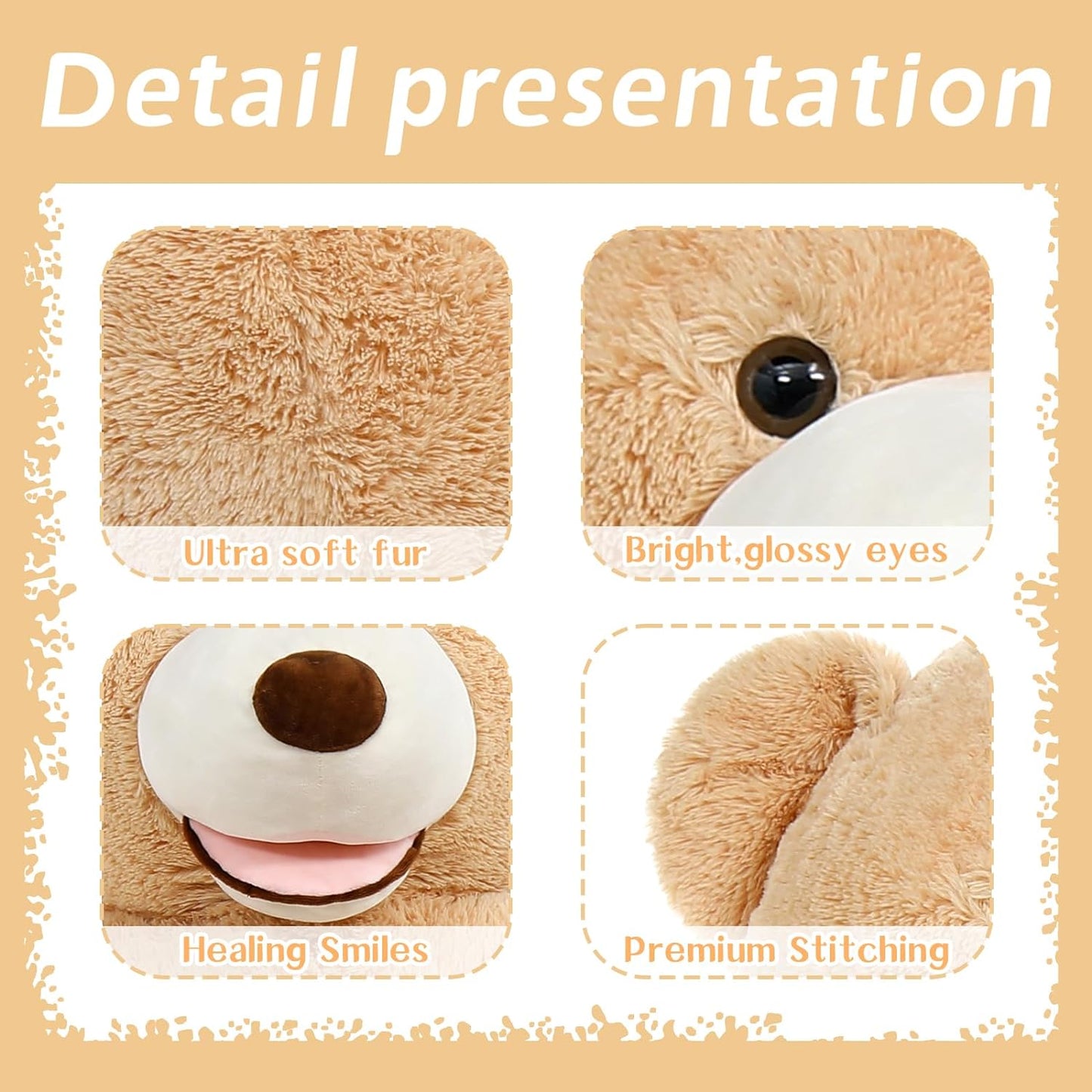 Life Size Teddy Bear Plush Toys - Jumbo Teddy Bear Stuffed Animals, 6 FT - Giant 180 CM Teddy Bear Plush Dolls - Teddy Bear Theme Baby Shower Decoration - Valentine's Day Teddy Bear Gift for Girlfriend/Boyfriend - 'We Can Bearly Wait' Baby Showe Decor Ideas