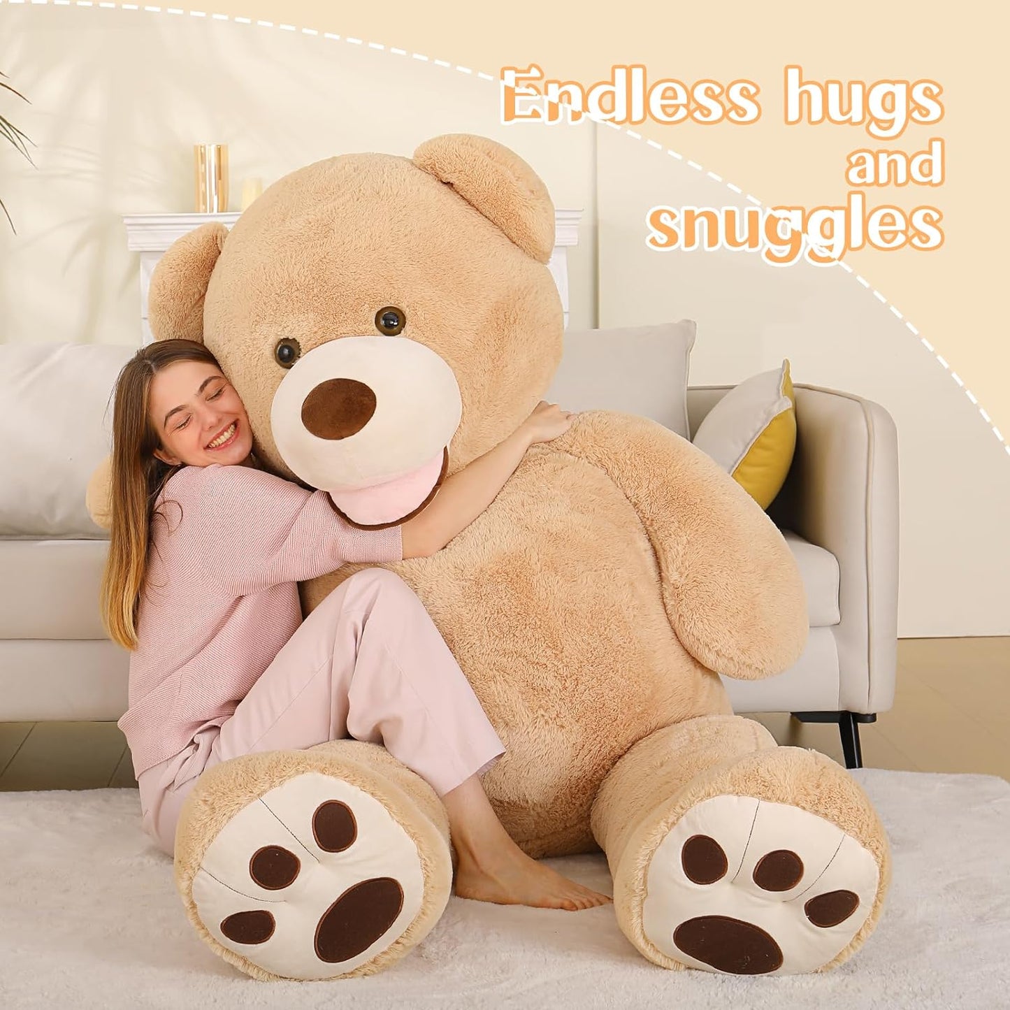 Life Size Teddy Bear Plush Toys - Jumbo Teddy Bear Stuffed Animals, 6 FT - Giant 180 CM Teddy Bear Plush Dolls - Teddy Bear Theme Baby Shower Decoration - Valentine's Day Teddy Bear Gift for Girlfriend/Boyfriend - 'We Can Bearly Wait' Baby Showe Decor Ideas