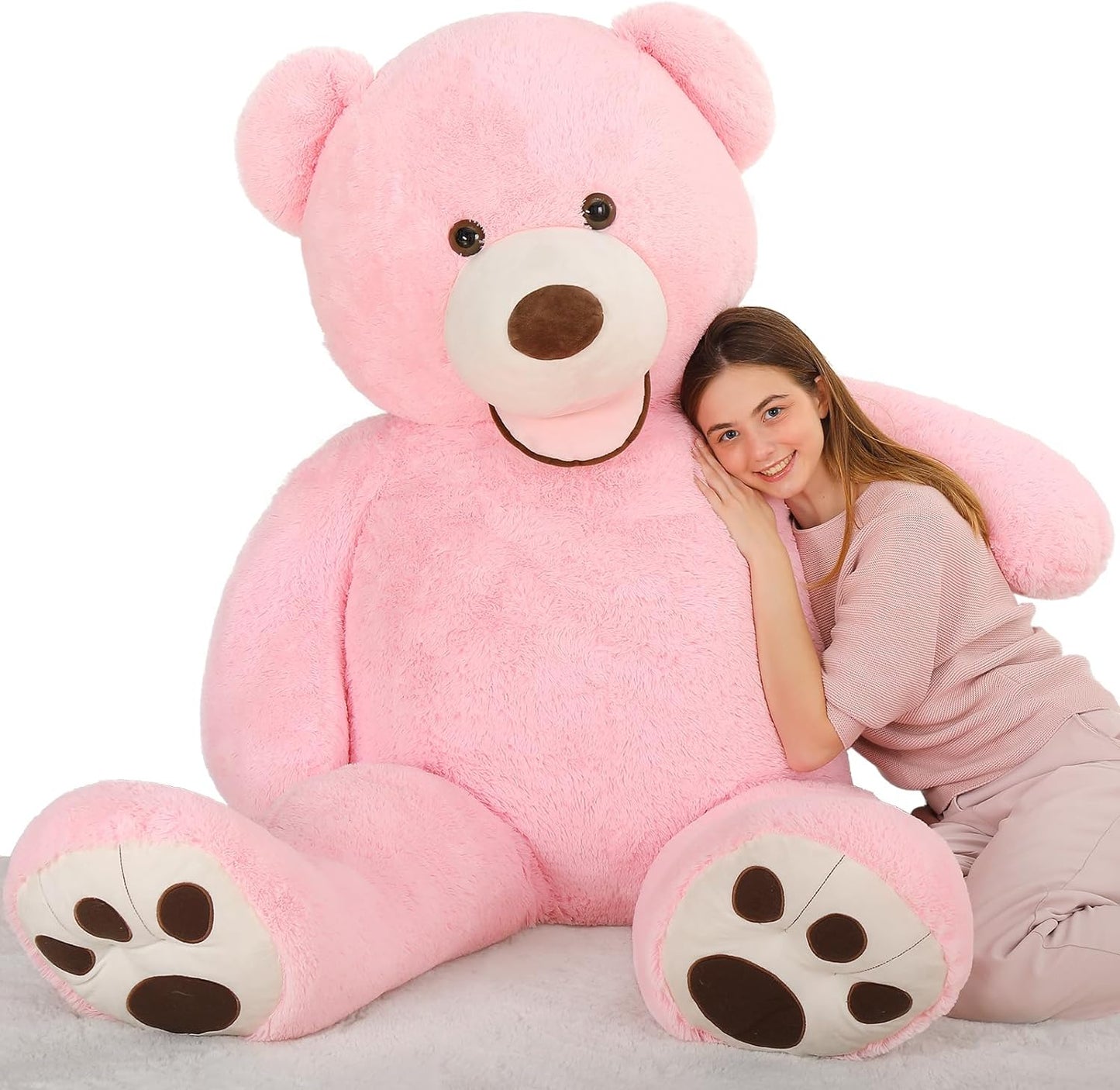 Life Size Teddy Bear Plush Toys - Jumbo Teddy Bear Stuffed Animals, 6 FT - Giant 180 CM Teddy Bear Plush Dolls - Teddy Bear Theme Baby Shower Decoration - Valentine's Day Teddy Bear Gift for Girlfriend/Boyfriend - 'We Can Bearly Wait' Baby Showe Decor Ideas