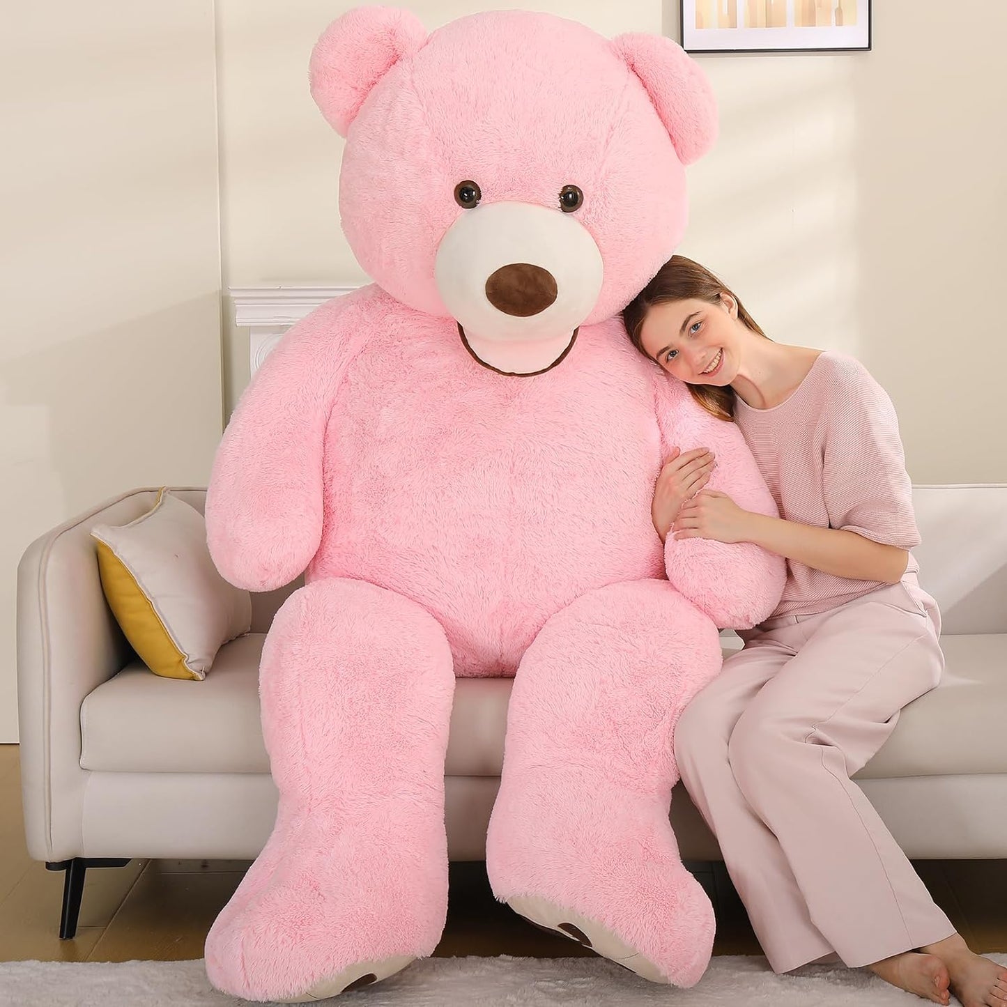 Life Size Teddy Bear Plush Toys - Jumbo Teddy Bear Stuffed Animals, 6 FT - Giant 180 CM Teddy Bear Plush Dolls - Teddy Bear Theme Baby Shower Decoration - Valentine's Day Teddy Bear Gift for Girlfriend/Boyfriend - 'We Can Bearly Wait' Baby Showe Decor Ideas