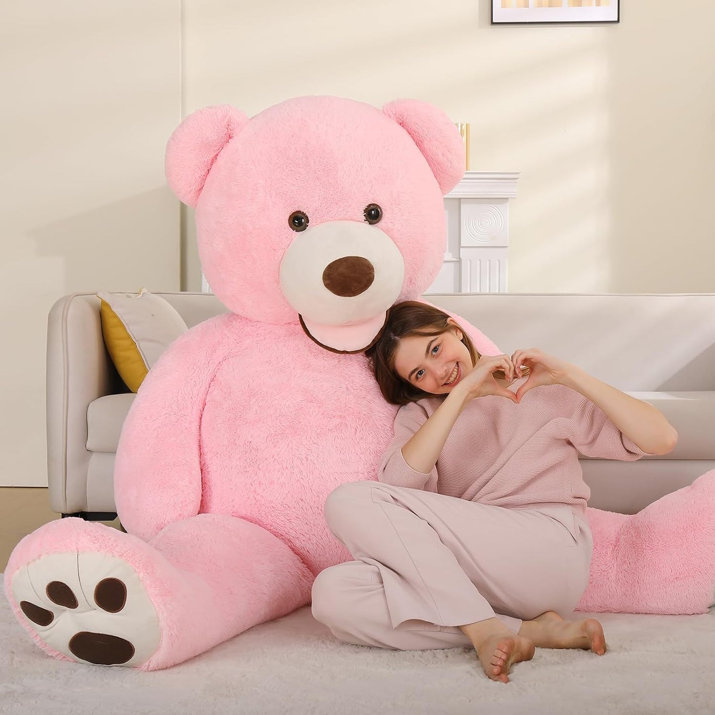 Life Size Teddy Bear Plush Toys - Jumbo Teddy Bear Stuffed Animals, 6 FT - Giant 180 CM Teddy Bear Plush Dolls - Teddy Bear Theme Baby Shower Decoration - Valentine's Day Teddy Bear Gift for Girlfriend/Boyfriend - 'We Can Bearly Wait' Baby Showe Decor Ideas