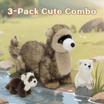 Ferret Plush Toy Set – Big Ferret with Two Baby Ferrets, Soft Stuffed Animal Family