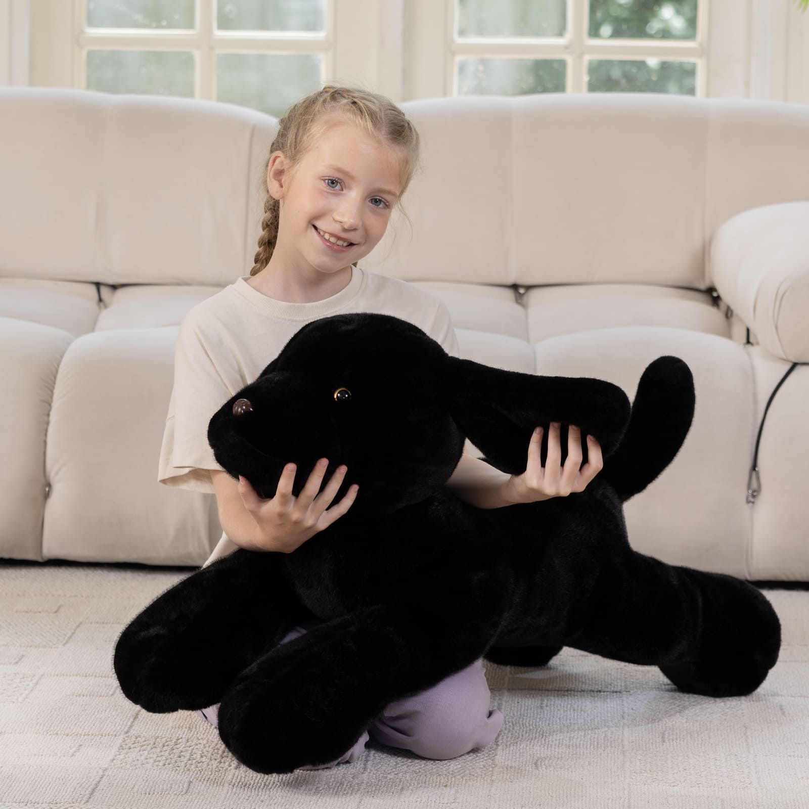 Labrador Plush Toy Dog Stuffed Animals, Black/White, 31.5 Inches