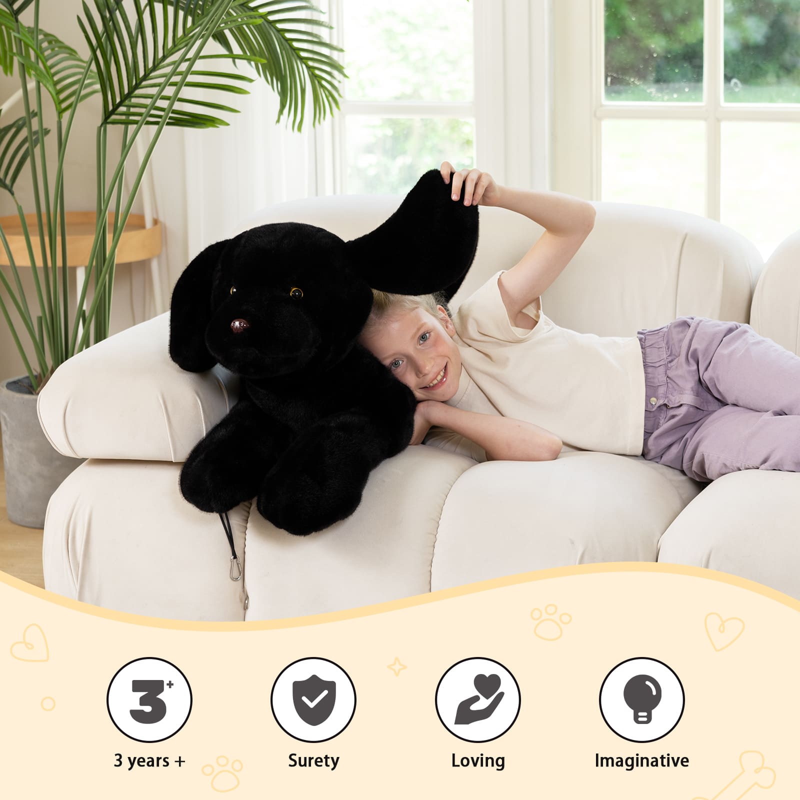 Labrador Plush Toy Dog Stuffed Animals, Black/White, 31.5 Inches