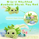 31-Inch Axolotl Plush Toy Set with Four Babies Multiple Colors