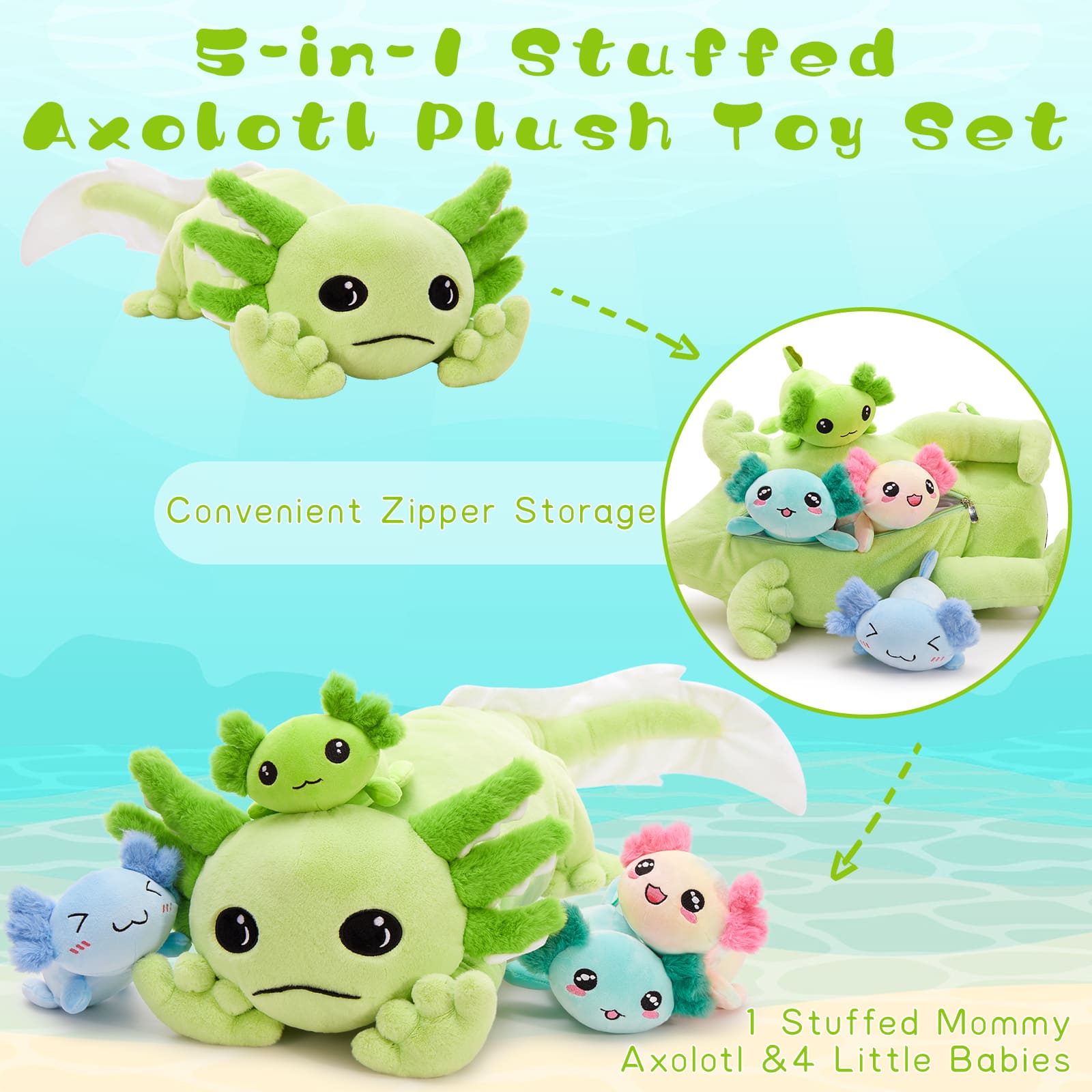Axolotl Stuffed Animals Salamander Plush Toys, 31 Inches