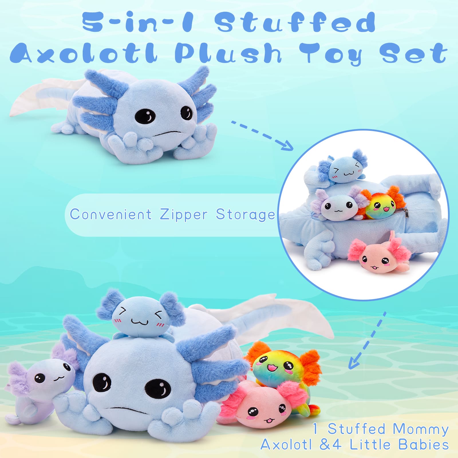 Axolotl Stuffed Animals Salamander Plush Toys, 31 Inches