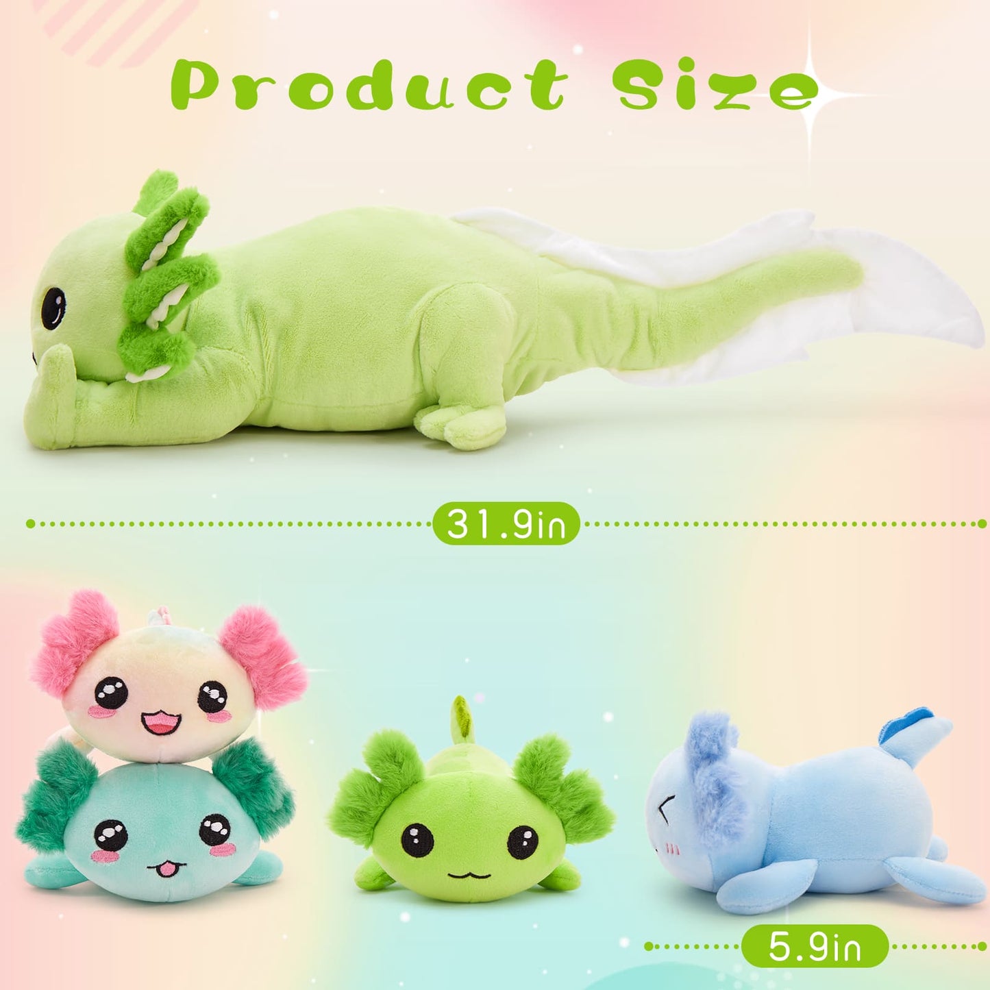 Axolotl Stuffed Animals Salamander Plush Toys, 31 Inches