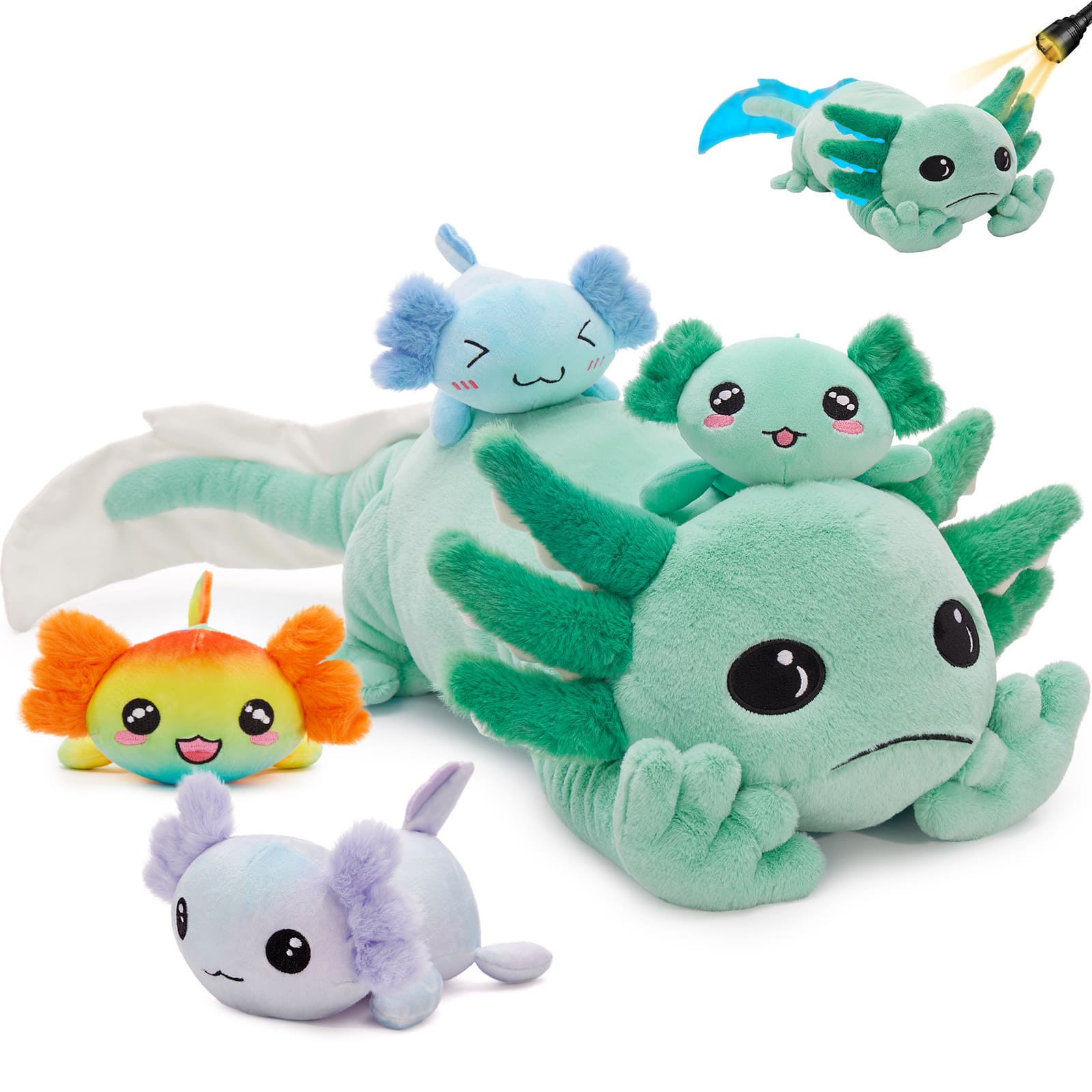 Axolotl Soft Plush Toys - Salamander Stuffed Animals with Babies Inside - Mom&Baby Plush Toy Set - Birthday Christmas Gift for Kids Teens Adults - Free Shipping Now