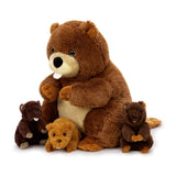 Lifelike Beaver Plush Toy with Three Baby Beavers 14.96 Inch