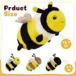 Lifelike Bee Stuffed Animals - Realistic Insect Plush Toys - One Big Bee and Three Bee Babies - Gift for Insect Collectors - Gift for Nature Lovers - Nature Theme Party Favors 