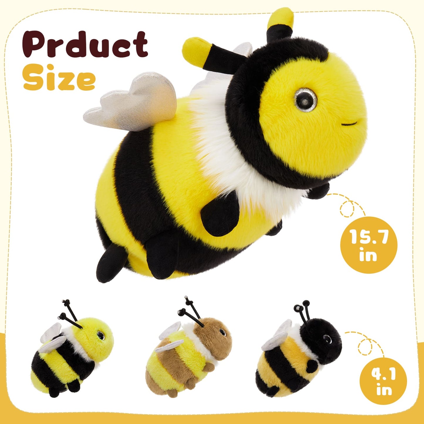 Lifelike Bee Stuffed Animals - Realistic Insect Plush Toys - One Big Bee and Three Bee Babies - Gift for Insect Collectors - Gift for Nature Lovers - Nature Theme Party Favors 