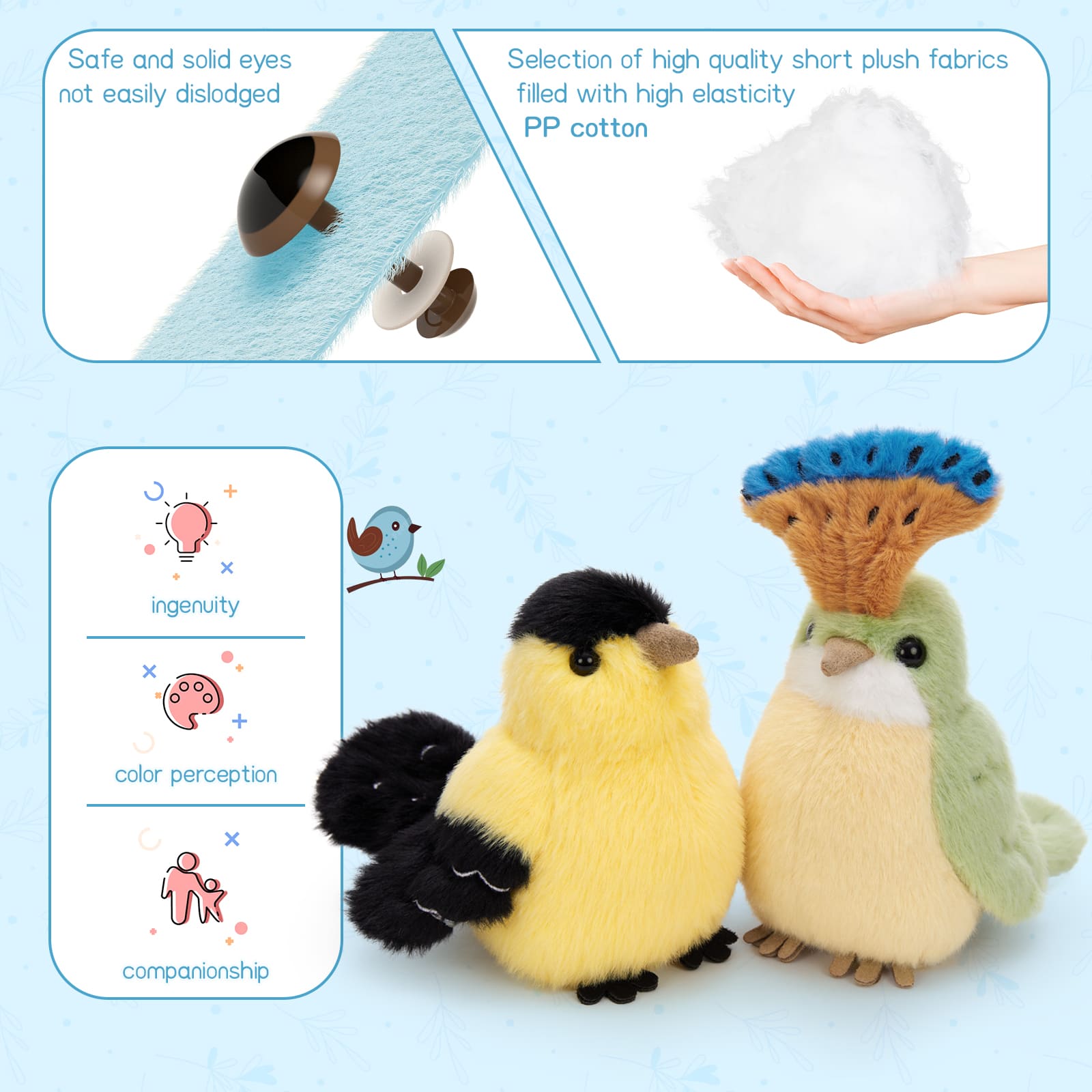 6 Pcs Realistic Bird Stuffed Animals Assortment, 6 Inches