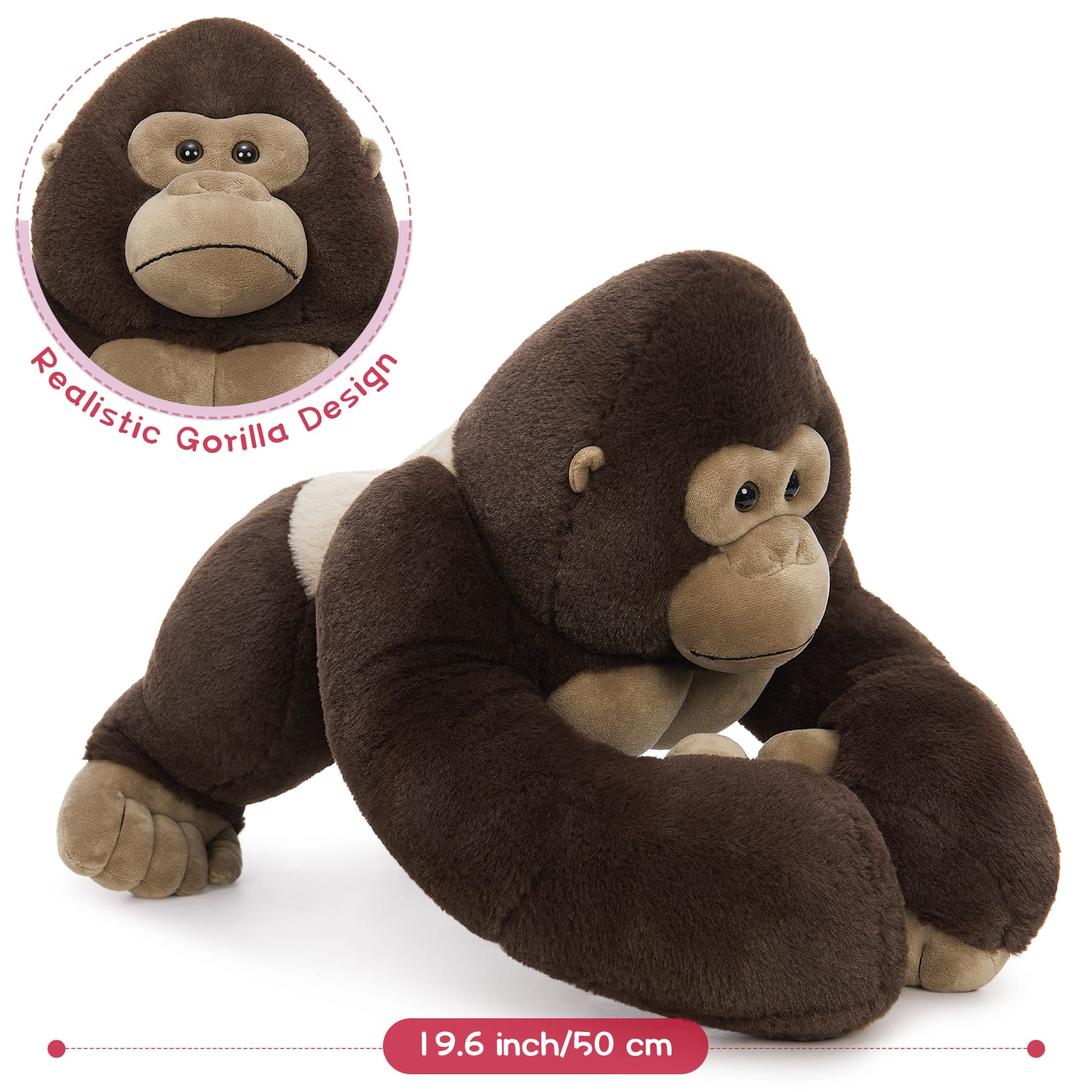 Gorilla Stuffed Animals Chimpanzees Plush Toys, 19.6 Inches