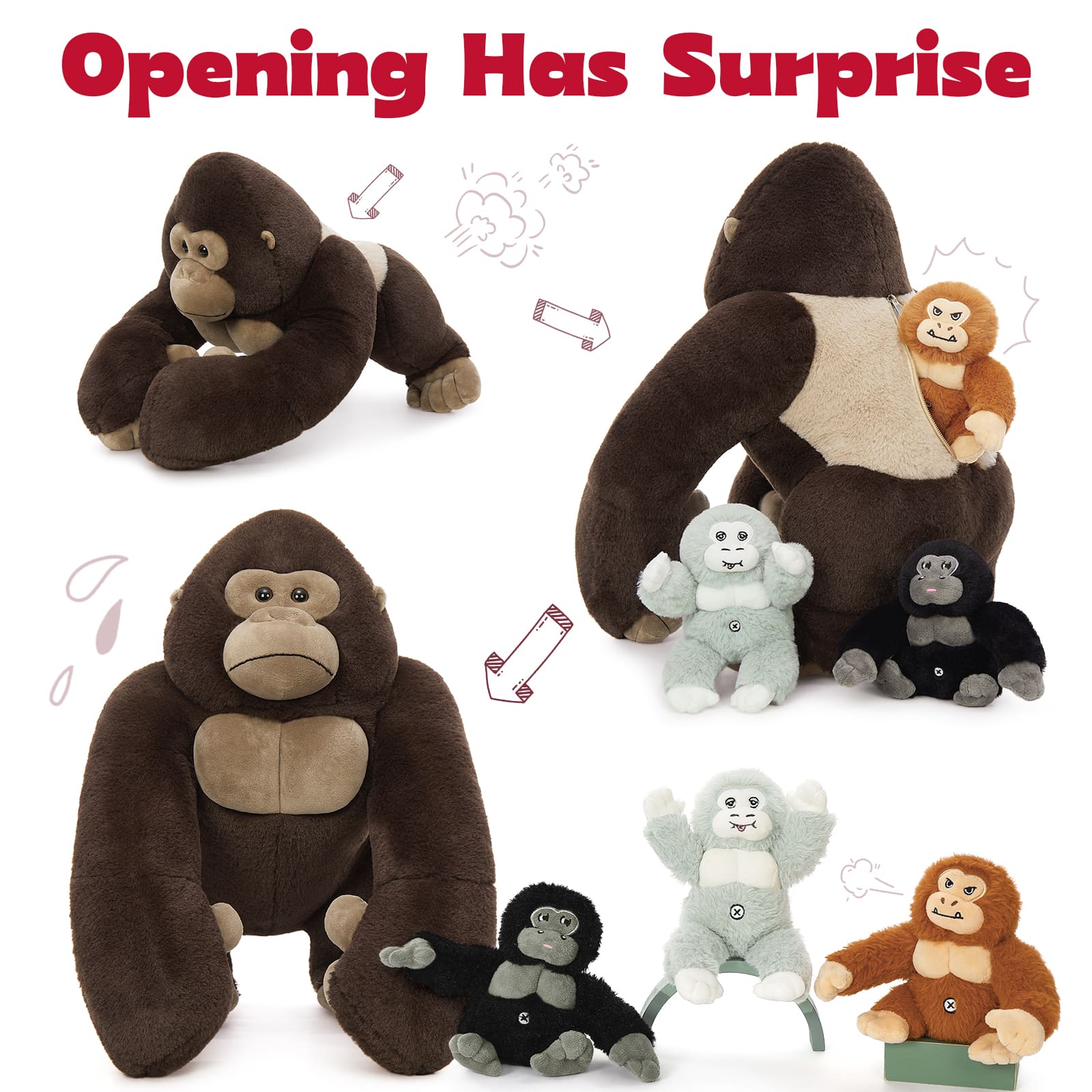 Gorilla Stuffed Animals Chimpanzees Plush Toys, 19.6 Inches