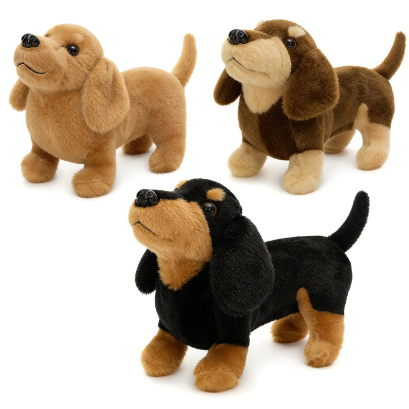 Three Dachshund Plush Toys Dog Stuffed Animals, 13 Inches