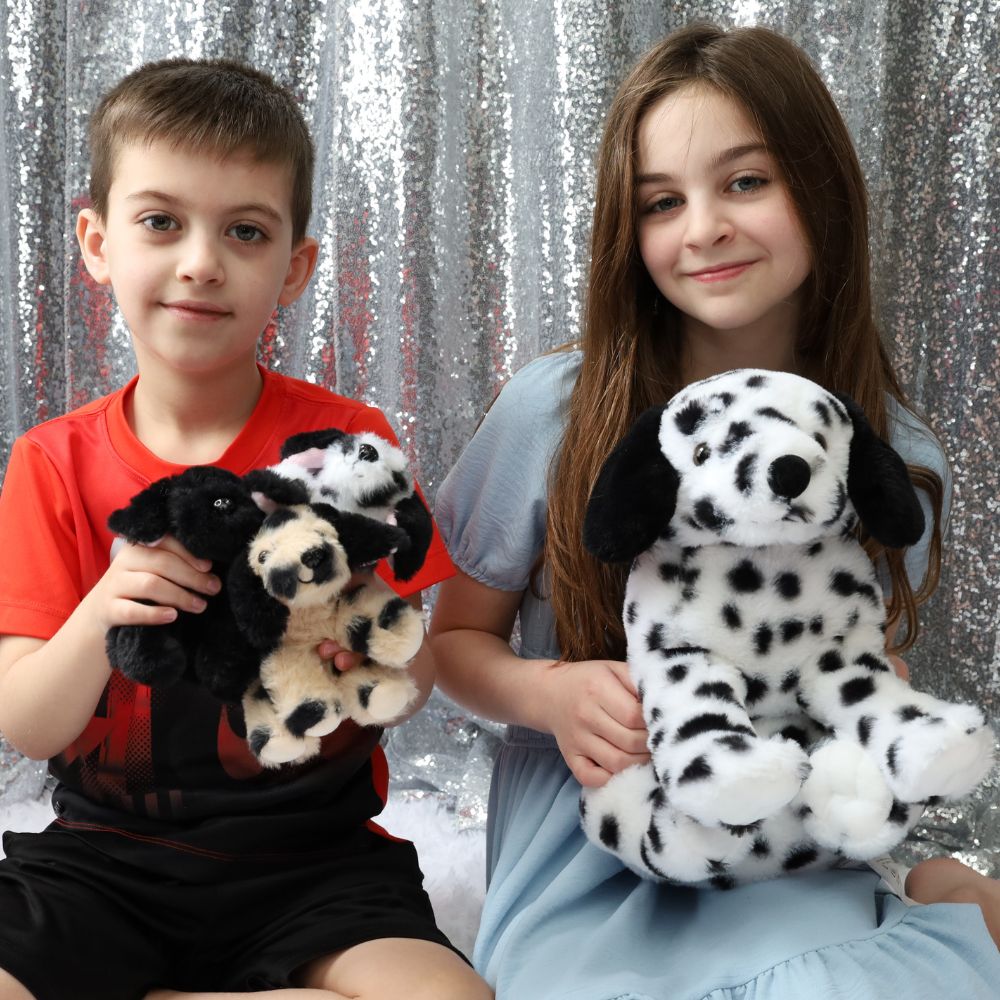 Dalmatian Stuffed Animals - 11.8 Inches Dog Plush Toys - Cute Mini Puppy Plush Dolls - Stuffed Animal Babies with Their Mom - Stuffed Animals with Babies in the Belly - Stuffed Dog with Three Puppies - Free Shipping