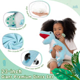 Dinosaurier-Stofftier mit 3 Baby-Dinosauriern, 23,6 Zoll