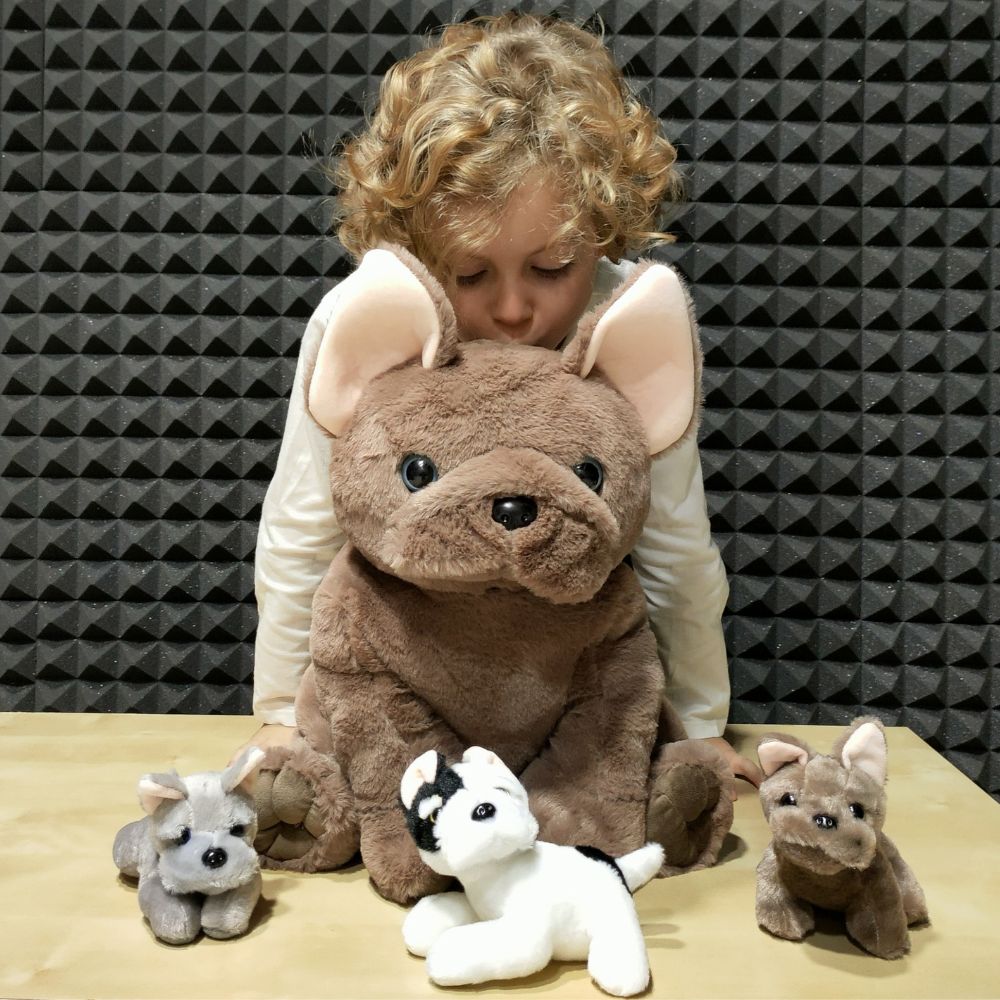 French Bulldog Stuffed Animals - 17.7 Inches Dog Plush Toys - Stuffed Animal Babies with Their Mom - French Bulldog Cartoon Plush Pillows - Playful Plush Toy Cuddly Ideal Gift for Kids - Stuffed Animals with Babies In the Belly